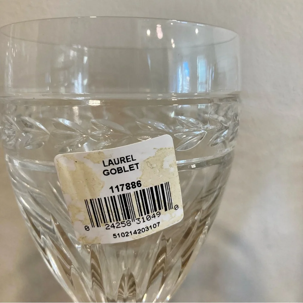 Set of 4 Waterford Laurel Water Goblets 8.5” Tall Crystal Made in Germany